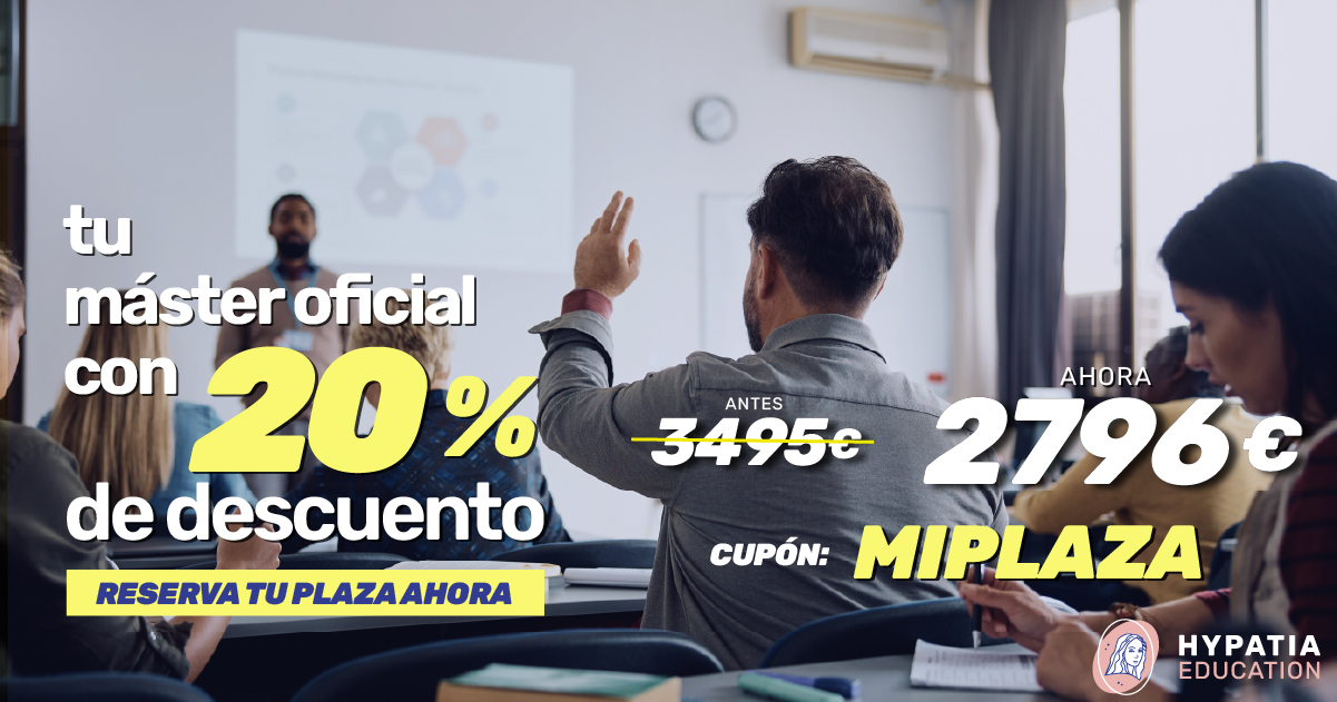 Banner ¡Ahorra 699 euros en tu formación! Consigue tu Máster Oficial por 2796 €